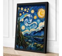Starry Night Landscape Modern Canvas Wall Art Print 36x24 Inch (91 x 61 cm)