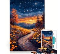 Starry Night Landscape with Winding Path 1000 Piece Jigsaw Puzzles for Adults Teenagers Brain Game Mind Calm Exact Cut 38x52cm