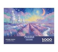 Starry Night Lavender Flower Field Jigsaw Puzzles for Adults Interesting Puzzle Game 1000 Piece Brain Challenge Home Decoration Gifts 52x38cm/1000pcs