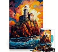 Starry Night Lighthouse Hard Jigsaw Puzzle for Adults 1000 Pieces Recall Upgrade Gentle Relax Clear Cut Unique Gift 50x75cm