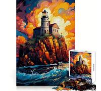 Starry Night Lighthouse Hard Jigsaw Puzzle for Adults 1000 Pieces Recall Upgrade Gentle Relax Clear Cut Unique Gift 50x75cm