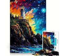 Starry Night Lighthouse Jigsaw 1000 Pieces for Teenagers Mind Exercise Toy Relaxing Fun Design Assembly Perfect Present 50x75cm