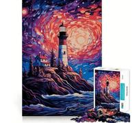 Starry Night Lighthouse Jigsaw Puzzles for Adults 1000 Piece Smart Reason Toy Family Bond Smooth Edge Art Display 38x26cm