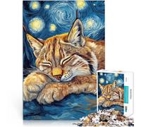 Starry Night Lynx1000 Piece teenager Puzzles Help the brain exercise addictive toys to cultivate patience for Home Decoration 38x26cm