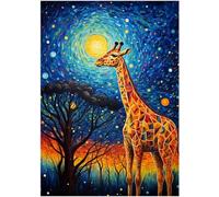 Starry Night Masai Giraffe Jigsaw Puzzle 1000 Pieces for Adults - Puzzle Challenging Educational Toys Gifts for Home Decor Family Activities