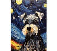 Starry Night Miniature Schnauzer Jigsaw Puzzle 300/500/1000 Piece (1000pc (50×75cm))