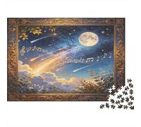Starry Night Moon Jigsaw Puzzle for Adults 1000 Piece Jigsaw Puzzle Paper Meteor Cloud Night Sky Relaxation Focus Home Decor 38x26cm/1000pcs