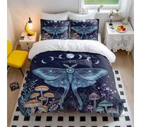 Starry Night Moth Duvet Cover Single Mystic Geometric Celestial Bedding Set with 2 Pillowcases, Ultra Soft Microfiber Teen Boys Girls Bedroom Decor (style5,Double200x200cm+65x65cm*2)