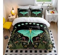 Starry Night Moth Duvet Cover Single Mystic Geometric Celestial Bedding Set with 2 Pillowcases, Ultra Soft Microfiber Teen Boys Girls Bedroom Decor (style4,King240x220cm+50x75cm*2)