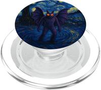 Starry Night Mothman Red Eyes Cryptid Retro Artwork PopSockets PopGrip for MagSafe