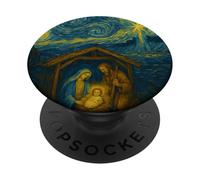 Starry Night Nativity Christmas Night Scene Star Bethlehem PopSockets Adhesive PopGrip
