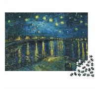 Starry Night Over River 1000 Pieces Puzzles Beautiful View Starry Night Lake Home Decoration Decompression Jigsaw for Men And Women Challenging Puzzles Jigsaw Puzzles for Adults 38x26cm/1000pcs