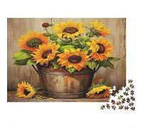 Starry Night Over Sunflowers 1000 Pc Extra-Thick Cardboard DIY Jigsaw for Family Lovers, Fun Challenging Game, Beautiful Decoration, 38x26cm/1000pcs