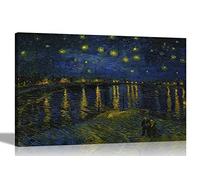 Starry Night Over The Rhone by Vincent Van Gogh Canvas Prints Abstract Framed Wall Art Office Home Decor 51 x 38cm (20 x 15 inches)