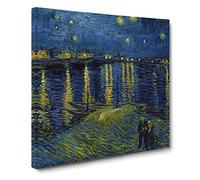 Starry Night Over The Rhone Vol.1 by Vincent van gogh Canvas Print | Gallery Wrapped 30mm Frame Wall Art | 20x20 inches | Ready to Hang | Impressionist Picture | Living Room Bedroom Lounge Office