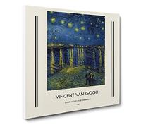 Starry Night Over The Rhone Vol.1 By Vincent Van Gogh Canvas Print | Gallery Wrapped 30mm Frame Wall Art | 20x20 inches | Ready to Hang | Impressionist Picture | Living Room Bedroom Lounge Office