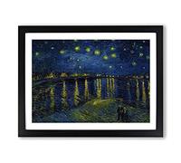 Starry Night Over The Rhone Vol.1 By Vincent Van Gogh Classic Painting Framed Print | A2 Black Framed Wall Art | Ready to Hang | Classic Historical Picture | Living Room Bedroom Lounge Office