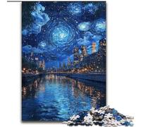 Starry Night over The Seine River 1000 Piece Jigsaw Puzzles for Teenagers, Toys Educational Games Stress Relieving Secret Santa Gifts for And Age 14 (26x38cm)