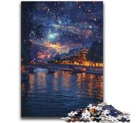 Starry Night over The Seine River Jigsaws 2000 Pieces for Adults,Challenging To Complete But Fun And Humorous Unique Home Decor And Gifts (70X100cm)