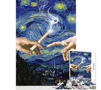 Starry Night Pass Joint No Judgment 1000 Piece Jigsaw Puzzles Strengthen Cognitive Ability And Skill Soothing Serene Leisure Play (50x75cm)