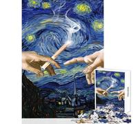 Starry Night Pass Joint No Judgment Jigsaw for Adults1000 Pieces Strengthen Mind Clarity And Sharpness Calm Serene Leisure Activity (38x26cm)