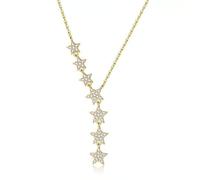 Starry Night Pendant Necklace, Star-Shaped Zircon Pendant Y-shaped Necklace, Sparkling and Exquisite Choker in Gold/Silver/Rose Gold, Adjustable Length, Women's Jewelry Gift (Gold)