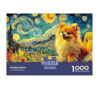 Starry Night Pomeranian 1000-Piece Jigsaws Puzzles for Adults Pomeranian Dog Challenging & Brainteasing Classic Educational Games 70x50cm/1000pcs