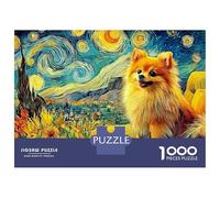 Starry Night Pomeranian 1000 Piece Thick Cardboard Jigsaw Puzzle for Adults,garden,Decompression Fun Present Activity Home Beautiful Decoration 38x26cm/1000pcs