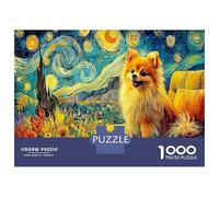 Starry Night Pomeranian Paper Pomeranian Van Gogh Jigsaw Puzzle Set for Adults Educational Gift Relaxing Activity 38x26cm/1000pcs