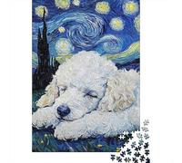 Starry Night Poodle 1000pc Jigsaw Puzzle for Adults All Ages Premium Sturdy Cardboard Home Decor Wall Art Festive Mind Challenge Educational 70x50cm/1000pcs