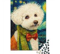 Starry Night Poodle Jigsaw Puzzles Puzzles for Adults Kids. 1000 Piece Impossible Challenge Toy Educational Game Home Decoration for Adults& Kids Age 14 Years Up 52x38cm/1000pcs