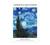 Starry Night Print, Vincent Van Gogh Poster, Framed Wall Art, Famous Painting Home Decor, Modern Art Gift Idea, Archival Matte, A3 (Print Only) - 42x29.7cm