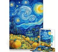 Starry Night Pumpkin Patch 1000 Piece Jigsaw Puzzle for Adults Think Smart Toy Indoor Fun Smooth Cut Santa Wish Pick 38x52cm