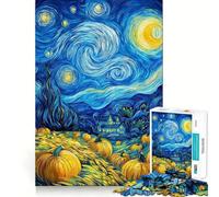 Starry Night Pumpkin Patch Jigsaw 1000 Pieces for Teenagers Mind Exercise Toy Relaxing Fun Design Assembly Perfect Present 50x75cm