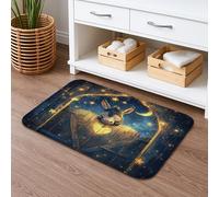 Starry Night Quick Dry Bath Mat, Fanciful Moon Pattern Absorbent Non Slip Shower Mat, Cozy Winter Flannel Washable Bath Rugs Decorative 20x32 Inch