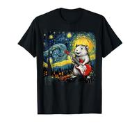 Starry Night Rock Guinea Pig Left Handed Guitarist Gogh T-Shirt