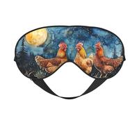 Starry Night,Rooster Print Sleep Mask with Adjustable Strap, Comfortable Eye Cover for Travel, Yoga, Napping, Sleeping & Relaxation