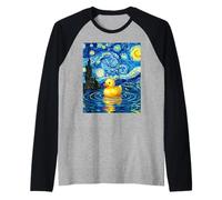 Starry Night Rubber Ducky Art Van Gogh Cute Duckling Lover Raglan Baseball Tee