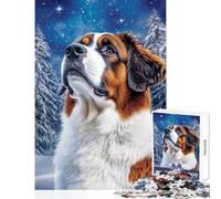 Starry Night Saint Bernard Puzzles for Teenagers 1000 Pieces Birthday Gifts Improve Memory Home Decoration Toys Suitable for People Aged 14 And Above size 50x75cm