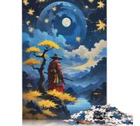 Starry Night Samurai Puzzles 500 Pieces Wooden Puzzles Puzzles for Adults Puzzle for Adults And Teenager 500pcs (52x38cm)