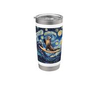 Starry-Night Sea Lion Surfing Illustration Stainless Steel Insulated Tumbler