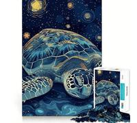 Starry Night Sea Turtle Illustration Jigsaw Puzzles for Adults 1000 Pieces Pure Logic Toy Stress Free Sharp Cut Santa Wish Item 38x52cm