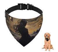 Starry Night Seated Figure Dog Bandana With Adjustable Strap D Ring Dog Neckerchief Pet Bibs Triangle Cat Scarves Accessories Puppy Dogs Cats Decor Machine Washable