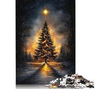 Starry Night Serenity Illuminated Christmas Tree Puzzle 100% Recycled Cardboard Premium Cardboard Jigsaw Puzzle for Adult Children 1000pcs (75x50cm)