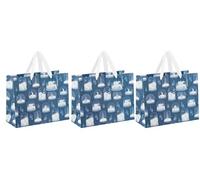 Starry Night Shopper Gift Bag - Snow Globe - Wrap Your Gifts in Christmas Magic with This Starry Night Shopper Gift Bag - Pack of 3