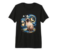 Starry Night Siamese Cat Galaxy Art Premium T-Shirt