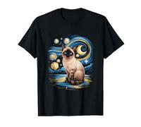 Starry Night Siamese Cat Galaxy Art Value Graphic T-Shirt