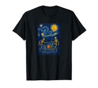 Starry Night Skeleton Pumpkin Soccer Spooky Halloween T-Shirt