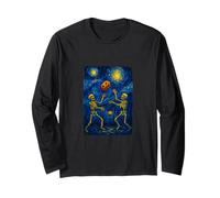 Starry Night Skeleton Pumpkin Spooky Halloween Costume Long Sleeve T-Shirt