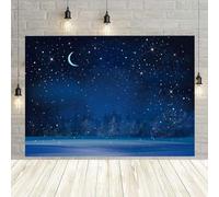 Starry Night Sky Backdrop Universe Space Theme Starry Photography Moon Blurry Fir Trees Pine Forest Birthday Wedding Anniversary Decorations Christmas New Year Party Studio Props (5X3FT)